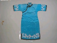 藏品(繡花藍緞短袖旗袍)的圖片